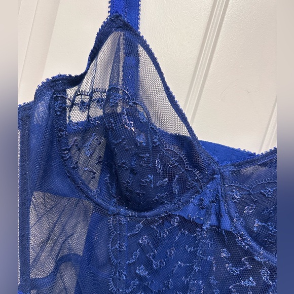 Savage X Fenty Sexy Blue Iridescent Lace Corset Size L NWT - Picture 2 of 7